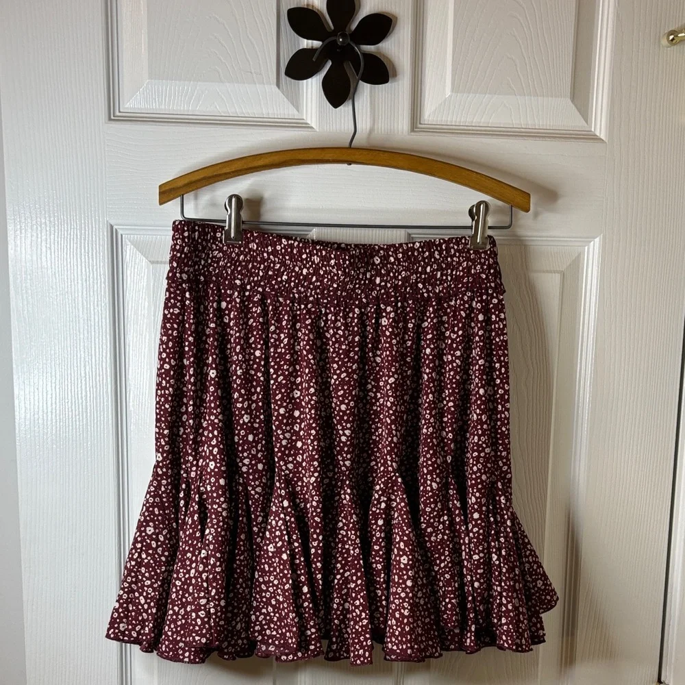 Easel Cream Cold Shoulder Peasant Top Sm and Oddy Floral Flounce Skirt Sz L NWT